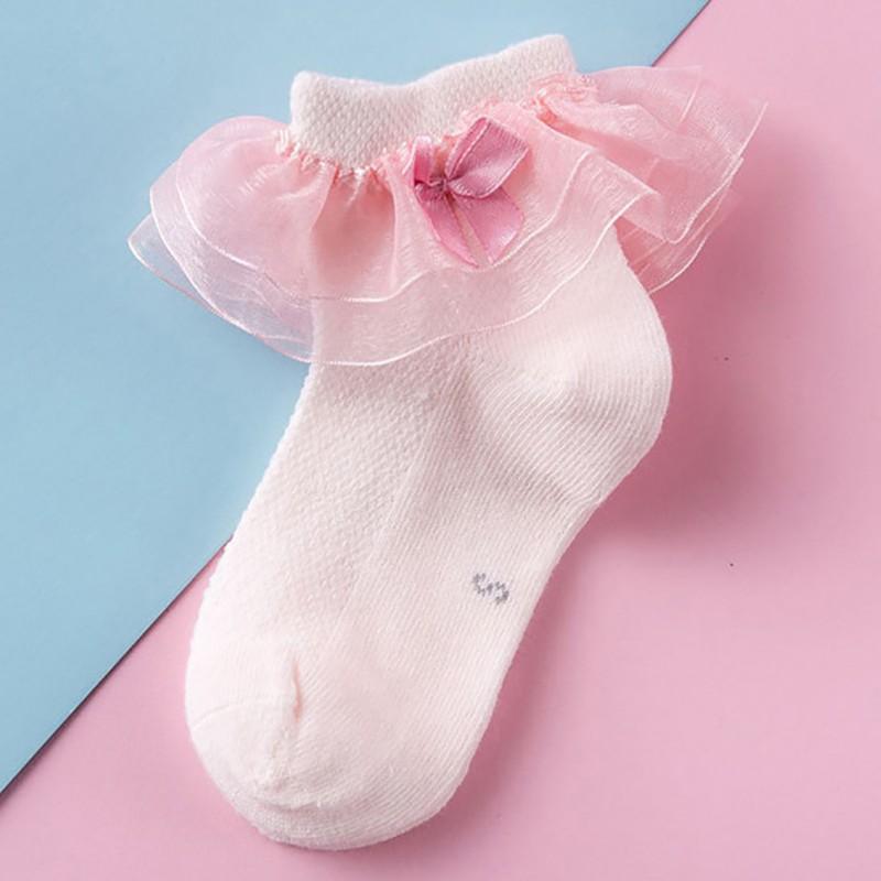 Women Princess Cute Ruffle Lace Comfortable Thin Section Mesh Bow Knot Casual Socks