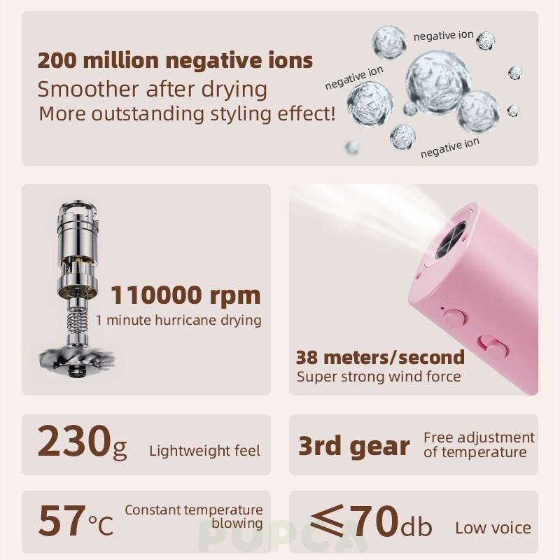 Pet Beauty Negative Ion Neck High Power Silent Hair Blowing Artifact Portable Pet Water Blower High-speed Hair Dryer