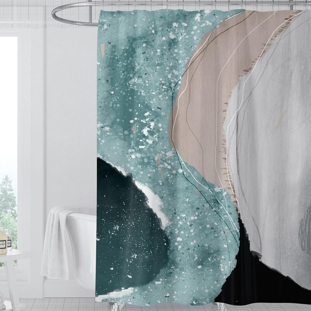 JINRUN Badezimmer verdickter wasserdichter Vorhang, schimmelfester Duschvorhang, Duschtrennwand-Vorhang, Duschvorhang, Badezimmer-Vorhang, kostenlose Perforation