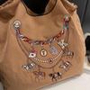 2026 Spring Japanese Style Eco-friendly Nylon Embroidered Tote - Large Capacity Casual Single Shoulder Bag for Women