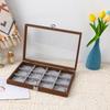 Chic Wood Earring Holder with Lid Wood Jewelry Collection Box with Partitions and Lid Elegant Presentation Tray