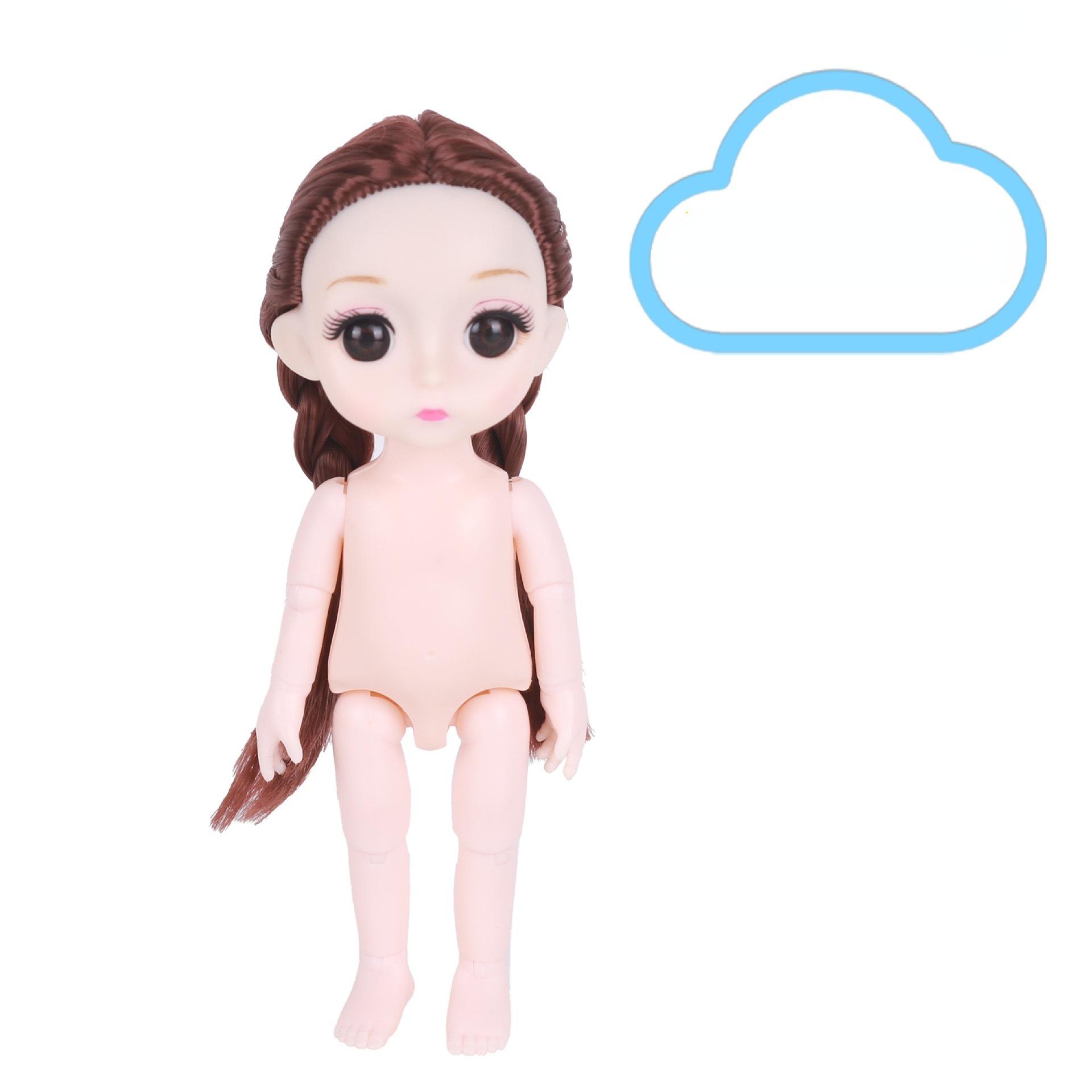 

Мини-подвижная 23-шарнирная кукла 16 см, игрушка для девочек, 3D большие глаза, BJD принцесса, полная одежда, коллекция платьев, детская кукла в подарок Head+Body