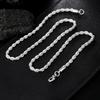 2026 Jewelry Men's and Women's 4MM Twisted Rope Twist Necklace Simple Round Line Silver Necklace