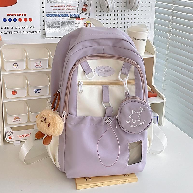 Schoolbag Korean Sweet School Bag for Girls Junior High School Students Simple Versatile Large Capacity Backpack for High School Students Female 