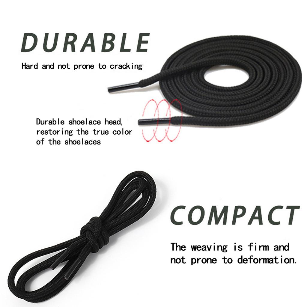 Black Classic Round Shoelaces Durable Polyester Solid Shoe Laces Boot Laces for Shoes Sneaker Shoelace