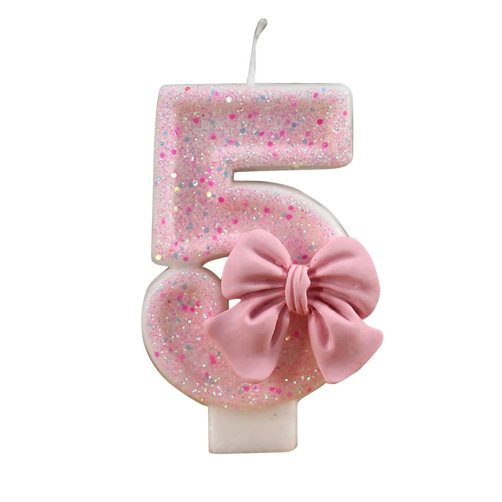 3D Number Cake Decorating Candle Pink Glitter Birthday Candles Digital Candle Cake Topper Birthday Party Anniversary Cake Decor