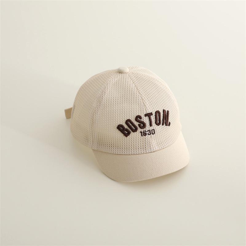 

Summer Mesh Basbeall Cap for Baby Letter Embroidered Boys Girls Sun Visor Hat Adjustable Short Brim Kids Peaked Caps 46-50cm