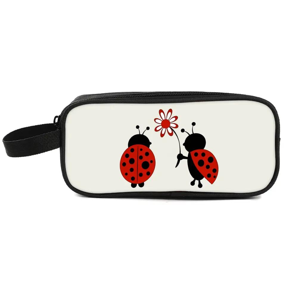 Beetle Print Double Layered Pencil Case with Handheld for Boys/Girls Best Gift 3D Cartoon School Children