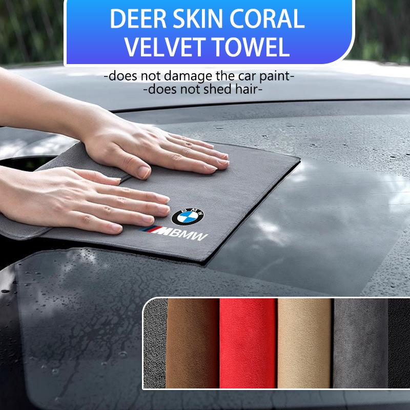 For BMW Car Towel Suede Double-sided Water Pptake Car Cleaning Cloth Tool E87 E70 E91 E30 G20 E92 E93 E60 E46 E90 G30 E53 X1