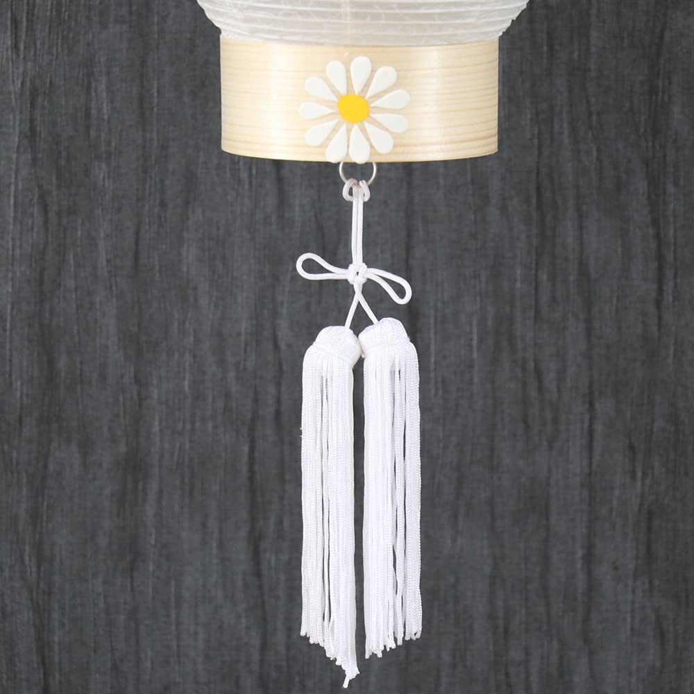 Gifu Paper Lantern, Masu White Pattern, with LED Candlelight, for First Bon Festival, 46cm High X 24cm Wide (Flame Diameter), No. 70