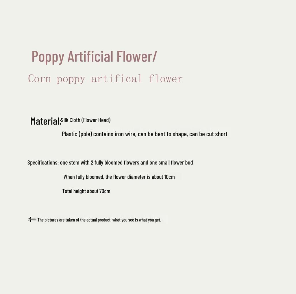 Vallmo Konstblommor - Lyxig Blomsterbukett för Vardagsrumsinredning