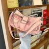 A Stylish Y2K Pink Crossbody Bag with a Chain Pendant - a Sweet and Cool Style Crossbody Bag, Perfect for Both School and Everyday Commuting.