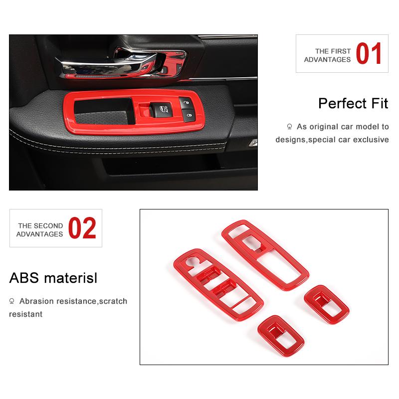 Interior Mouldings For Dodge Charger 2011+ Car Window Lift Switch Deceration Cover Sticker For Dodge Ram 1500