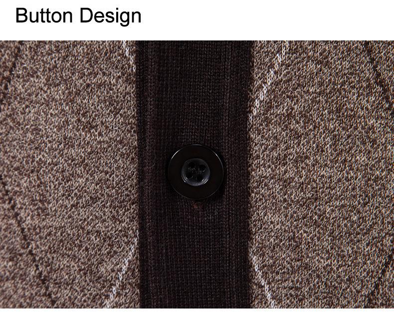 Men's Plaid Knit Cardigan with Velvet Stripes - Loose Casual Poncho Vest for Autumn and Winter