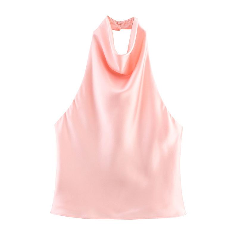 Vestido Midi de Manga Larga con Cuello Solapa Ajustado para Mujer Vestido de Tirantes Sedoso