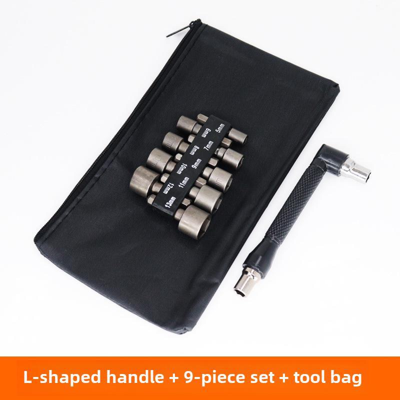 Hex Handle Air Screwdriver Set, 6.35mm, 9/14-piece Metric & Imperial Socket Head Drill Accessories