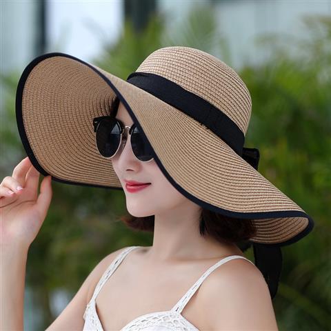 Vacation beach hat women's summer seaside straw hat sunscreen sunshade travel Korean version versatile big eaves sun hat