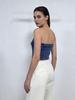 Blue Slim-Fit Denim Bandeau Top