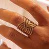 DGIDDK Stainless Steel Ring Irregular Unique Design Open Ring Aesthetic Zircon Geometric Hollowing Ladies Fashion Trend Zircon