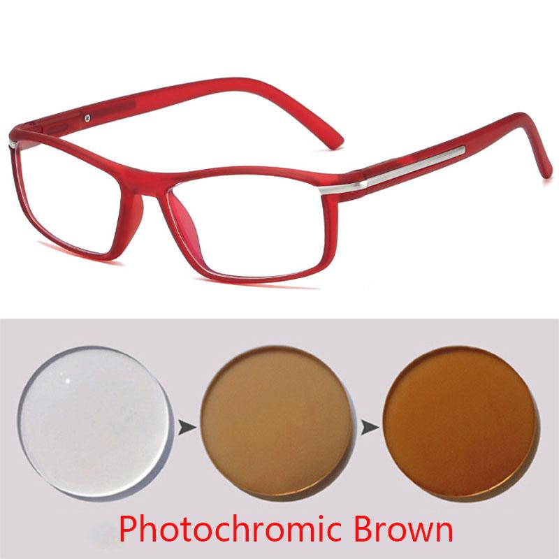 Gafas de Miopía Fotocromáticas Solares para Hombre Montura Cuadrada Terminada Lente Camaleón Gafas Graduadas 0 -0.5 -0.75 -1.0 -2 Hasta -6