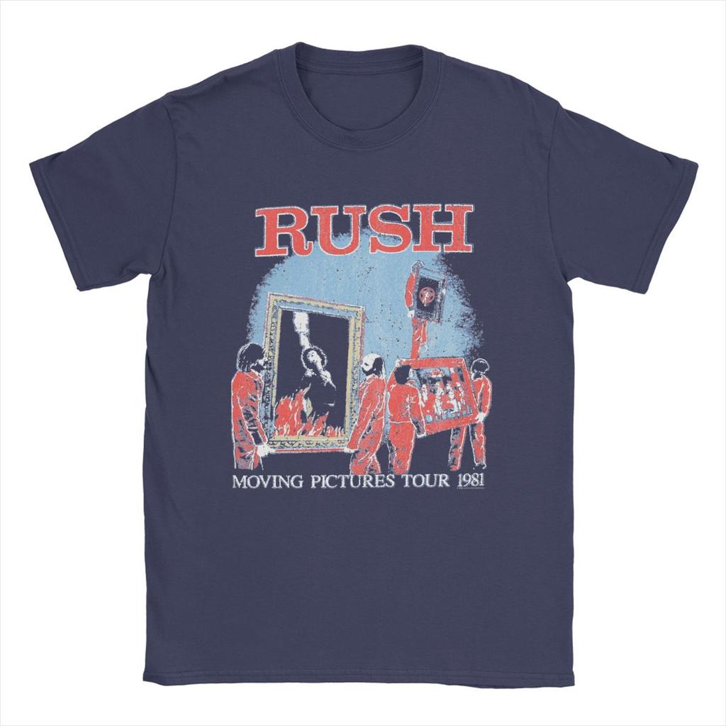 Novelty Rush Moving Pictures Tour Band T-Shirt for Men Pure Cotton T Shirt Short Sleeve Tee Shirt Gift Idea Clothing