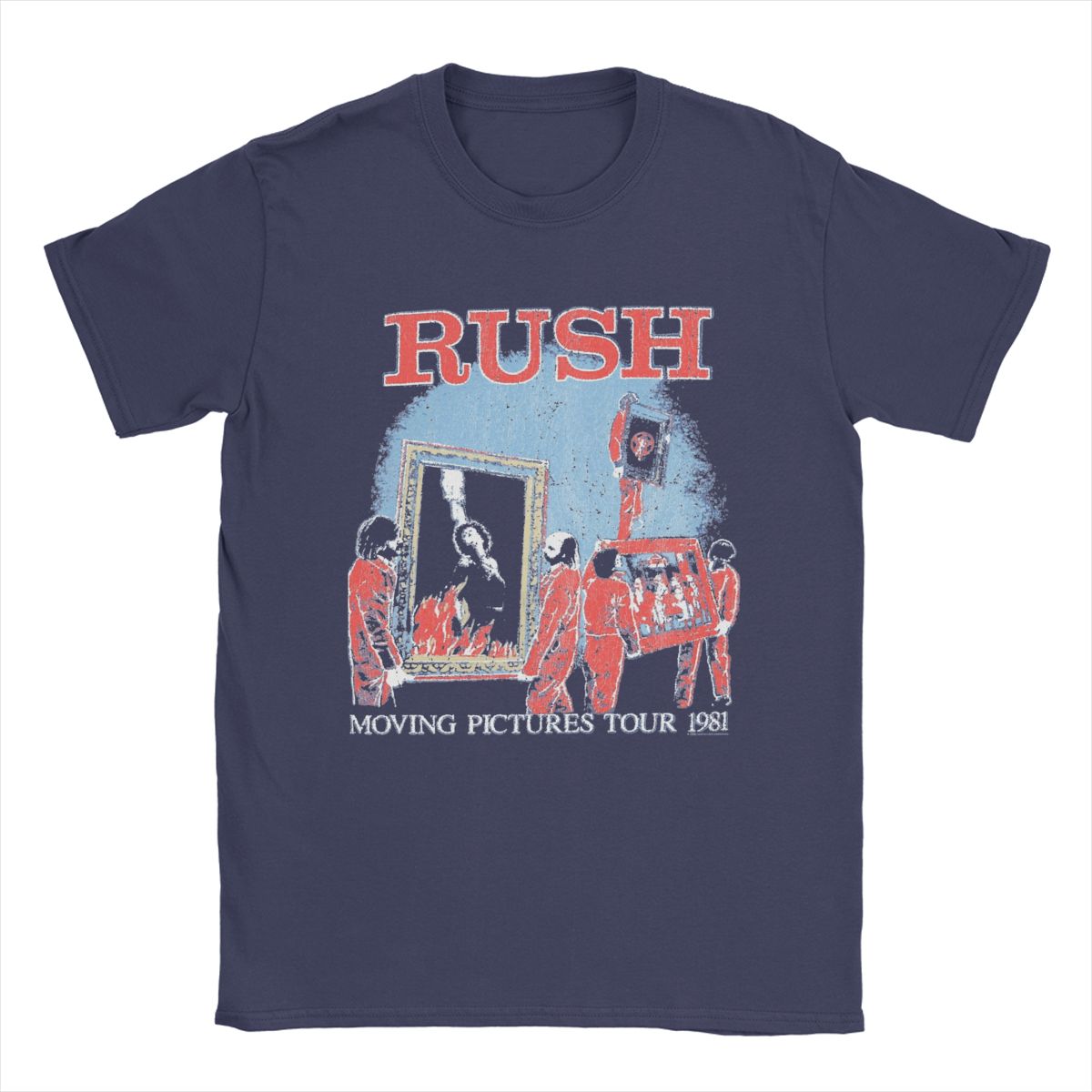 

Новинка Rush Moving Pictures Tour Band Футболка для мужчин Футболка из чистого хлопка с коротким рукавом Футболка Идея для подарка Одежда XXXXXL темно-синий