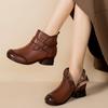 2025 Women's Vintage British High-Top Leather Boots - Autumn/Winter Slip-On, Versatile, Comfortable