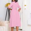 YYFS Women's Fashion Summer Spring Solid Color Print Short Sleeve V-Neck High Waist Casual Dresses