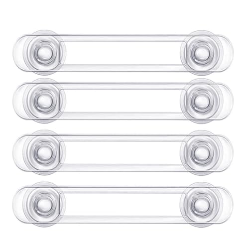 Child Safety Locks 4 Pack Long Drawer Locks No Drilling Transparent for Cabinets Fridge Toilet