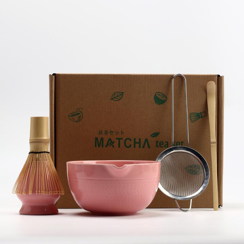 5PCS/Set Matcha Tea Set Ceramic Matcha Bowl Reusable Bamboo Whisk Scoop Teaspoon Sifter Vintage Song Dynasty Tea Ceremony Kit
