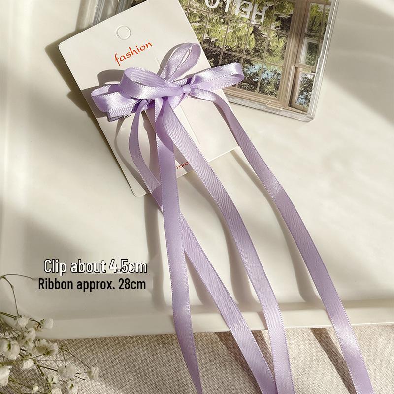 Korean Ballet Style Ribbon Bow Hair Clip with Tassels - Large Double Layer Duckbill Clip Headwear for Girls.