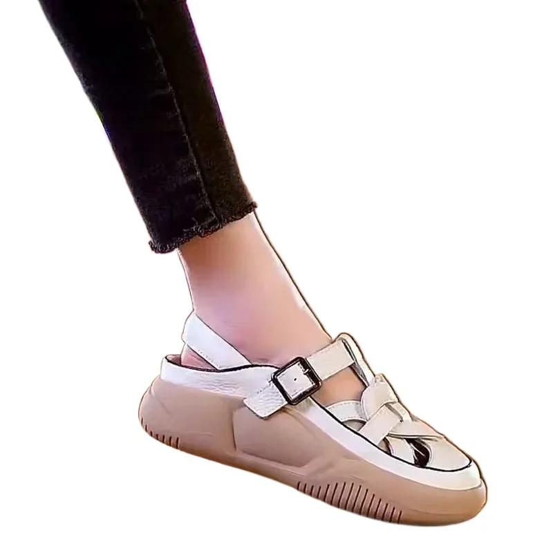 Woman Sneakers 2025 Summer Design Breathable Women's Sandals Closed-Toe Hollow Airy Soft Sole Casual Sneakers New Sports Shoes