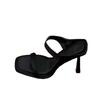 2025 summer new European and American style high heels women's niche temperament black high-heeled sandals with stiletto sandals