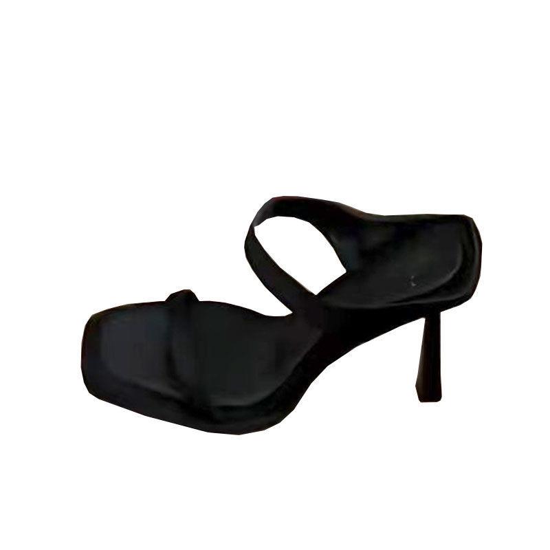 2025 summer new European and American style high heels women's niche temperament black high-heeled sandals with stiletto sandals