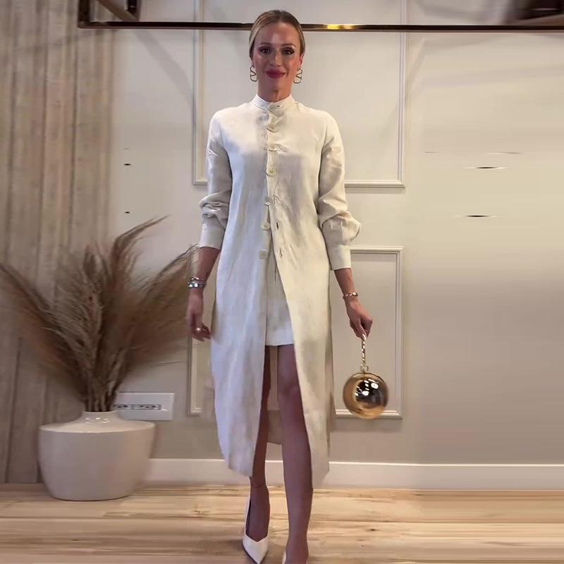 2024 Autumn Women's Retro Literary Long Coat Dress - Versatile & Fashionable