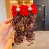 2pcs Chinese Style Baby Wig Hairpin Cute Red Bowknot Hairclip Children's Bow Wig  New Year Festive
