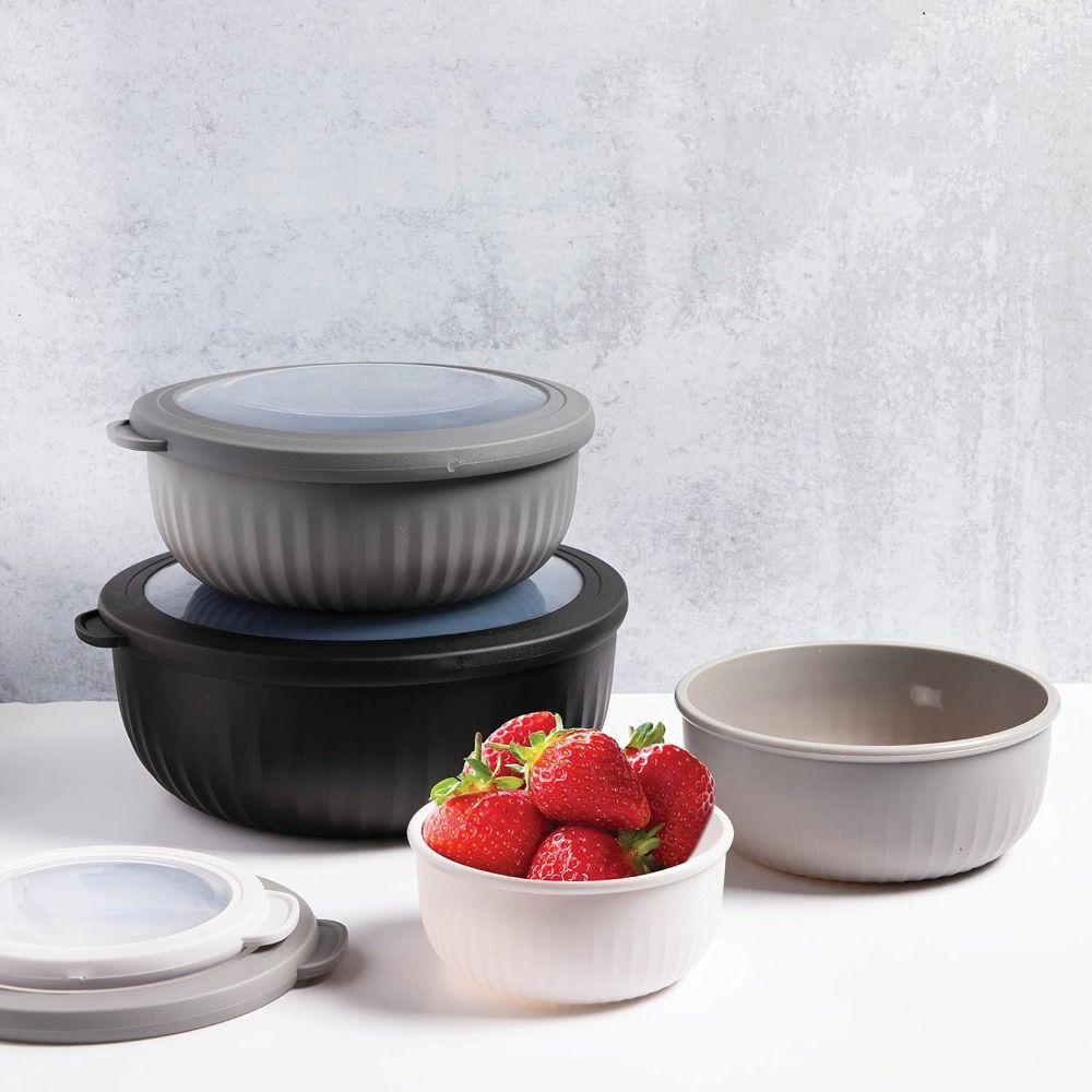 4 Stück/Set Lebensmittelqualität Salatschüssel Stapelbar Kühlschrank Aufbewahrungsbox Tragbarer Frischhaltebehälter Outdoor