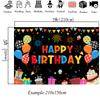 Mocsicka Colorful Happy Birthday Backdrop Black Tapestry Balloon Gift Cake Photography Background Party Decor Photo Booth Banner