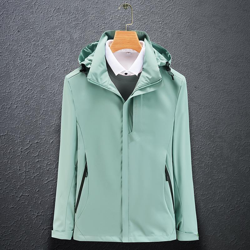 Spring & Autumn Outdoor Windbreaker, Detachable Hood, Solid Color Jacket for Men & Women