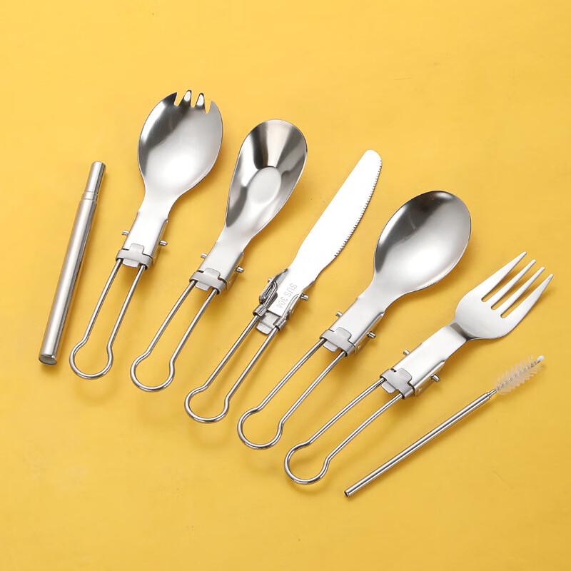 ZISIZ 304 Stainless Steel Portable Folding Oval Spoon