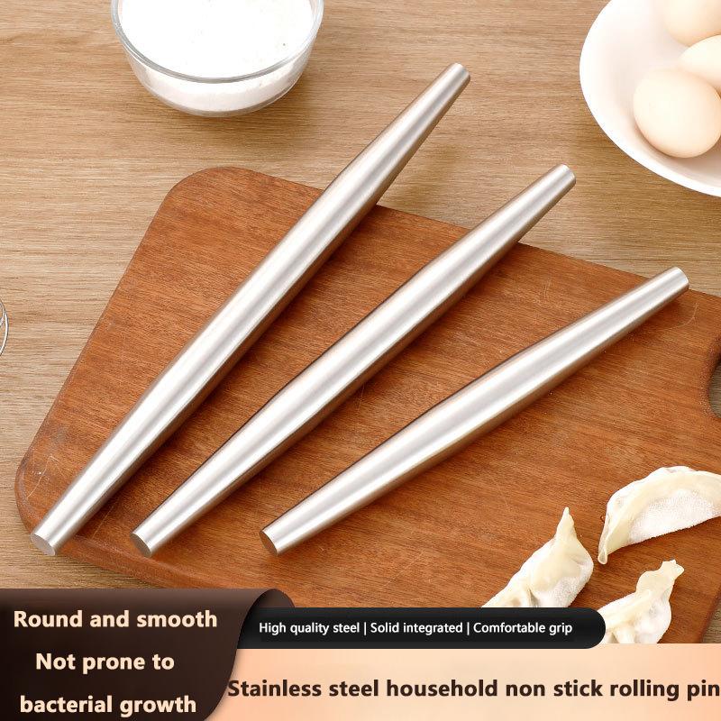 S/M/L Stainless Steel Rolling Pin Kitchen Utensils Dough Roller Bake Pizza Noodles Cookie Dumplings Making Non-Stick Baking Tool