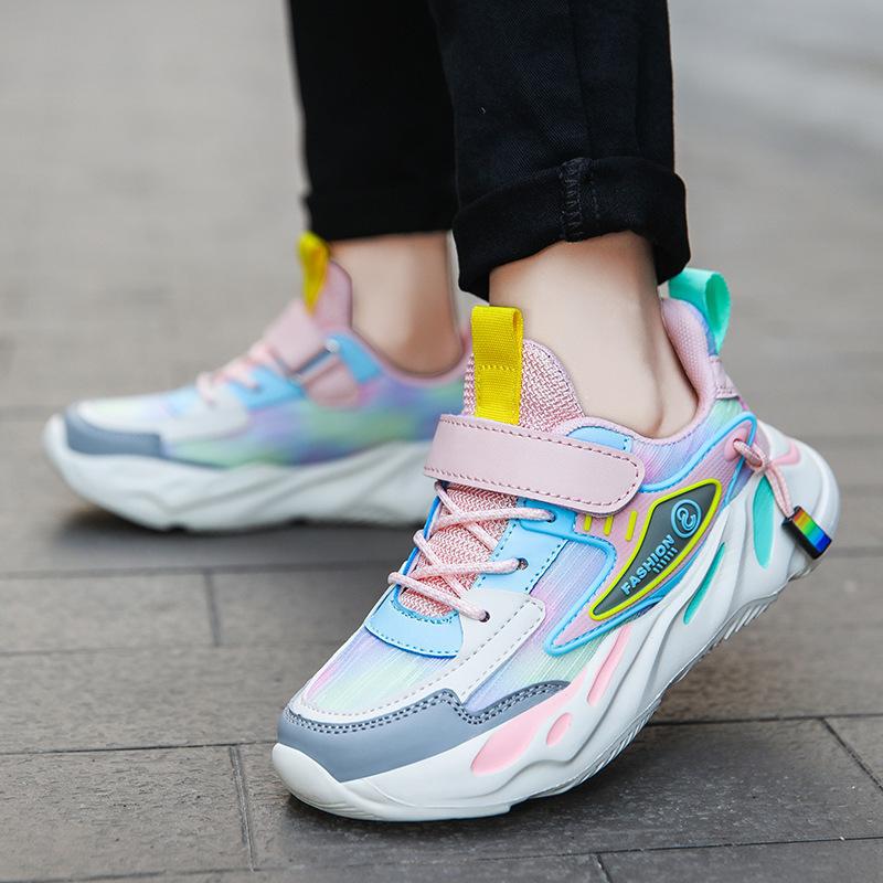 Cross-border hot selling children's shoes boys' spring and autumn mesh breathable non-slip thick-soled student casual running children's sneakers