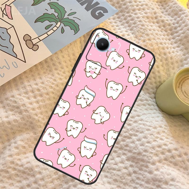 Dentist Tooth Pattern Case For Realme C55 C71 C67 C51 C75 C63 C61 C65 C53 C35 11 12 13 14 Pro Plus GT6 GT7 15 Pro