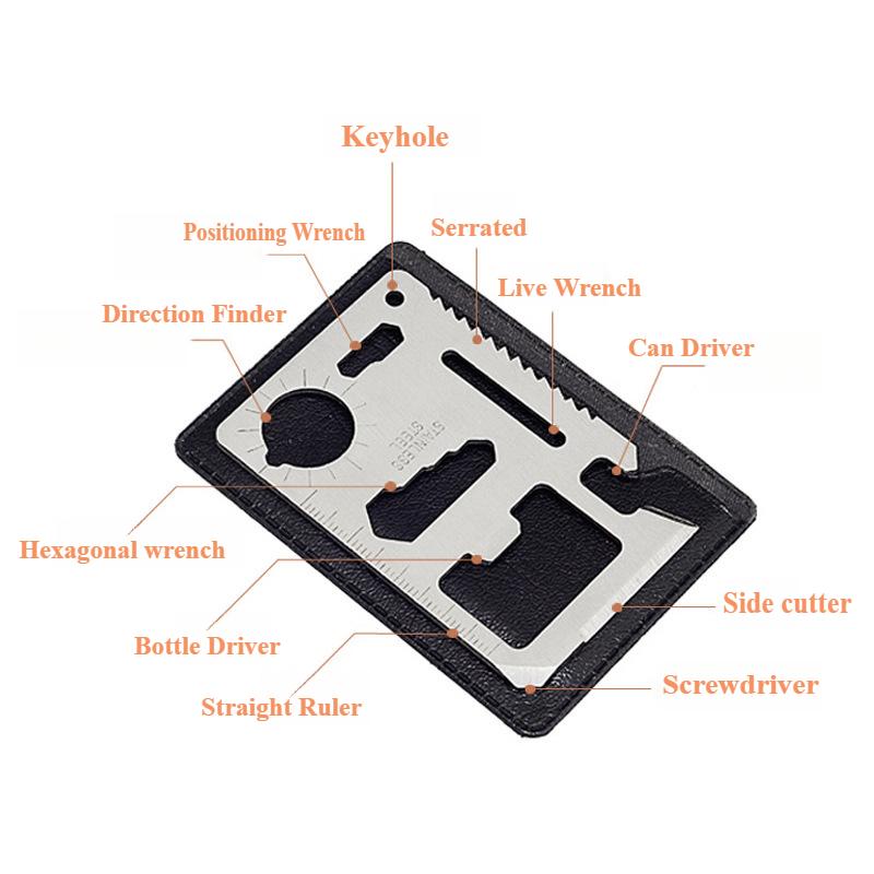 1PC 11 In 1 Outdor Multifunction Pocket Tools Camping Hiking  EDC Survival Tool Stainless Steel Knife Opener Hiking Accessories