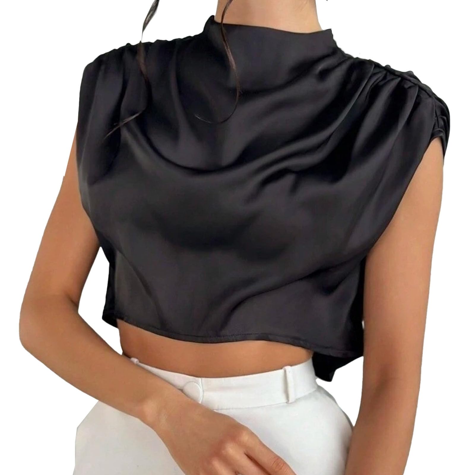 Женская элегантная атласная блузка L