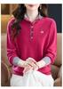 Hengyuanxiang Women's Pure Wool Round Neck Long Sleeve Sweater - Stylish Loose Knitwear for Mom