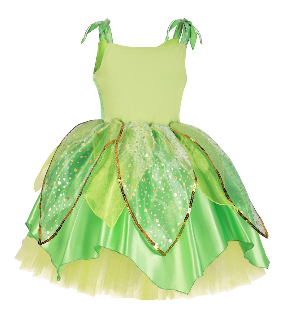 TYHTYM Princess Dress, Children's Tinker Bell Dress (Fairy Costume, Tiara, and Stick) 3-Piece Set, Flower Fairy, Butterfly Fairy Costume, Kids