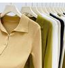 Women's Knit Lapel Collar Cardigan Sweater - Long Sleeve Polo Neck Base Layer Top for Autumn/Winter