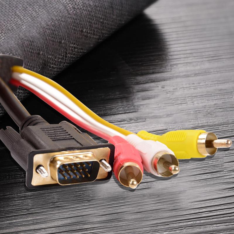 1,5M VGA zu 3RCA Kabel Vergoldetes AV-Konverterkabel mit Magnetring für TV Computer PC Tablet Video-Audio-Adapter zur Verlängerung
