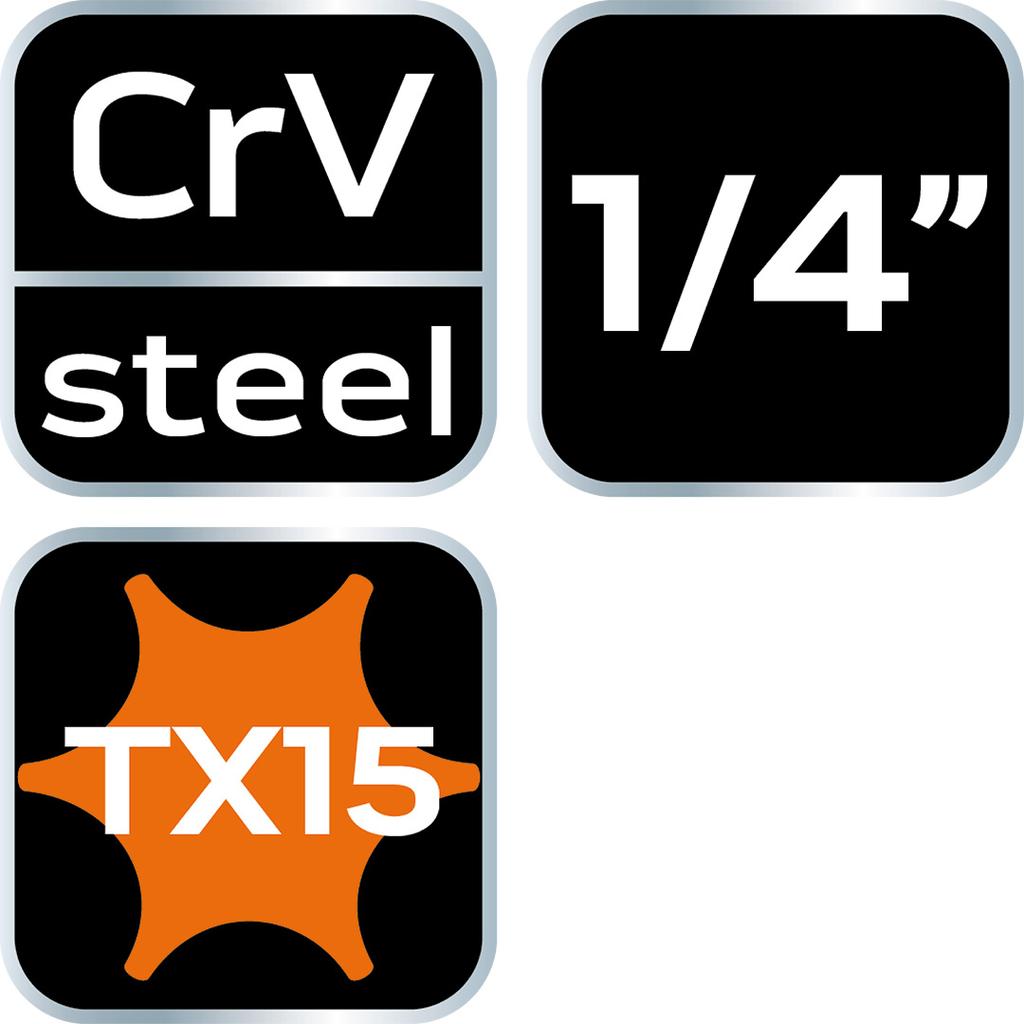 TORX TX15 Bit On 1/4" Socket, Short, 37 Mm